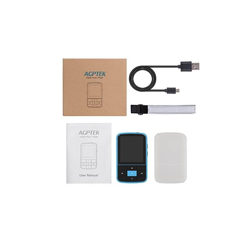 Clip MP3 Player,  16GB Bluetooth MP3 Player with Sweatproof Silicone Case and Sport Armband, Support FM Radio, FM Recording, Bookmark, Expandable up to 128GB