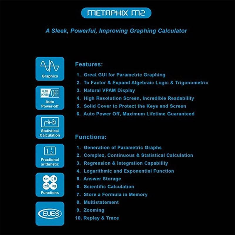 MetaPhix M2 Graphing Calculator, Black