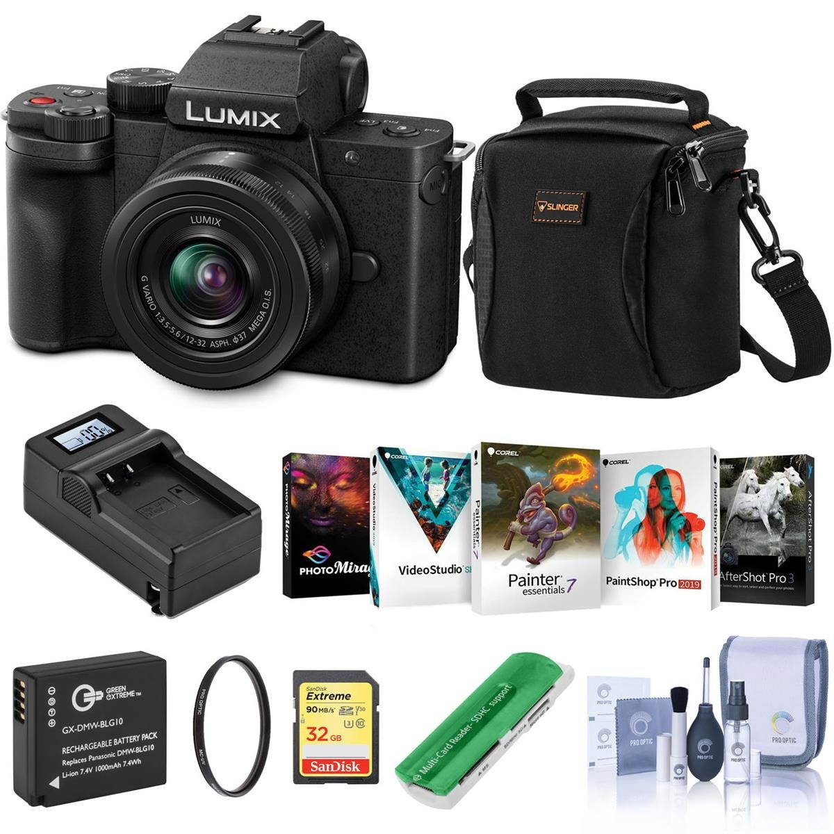 Panasonic Lumix DC-G100 Camera Black with 12-32mm Lens W/FREE PC Accessory Kit