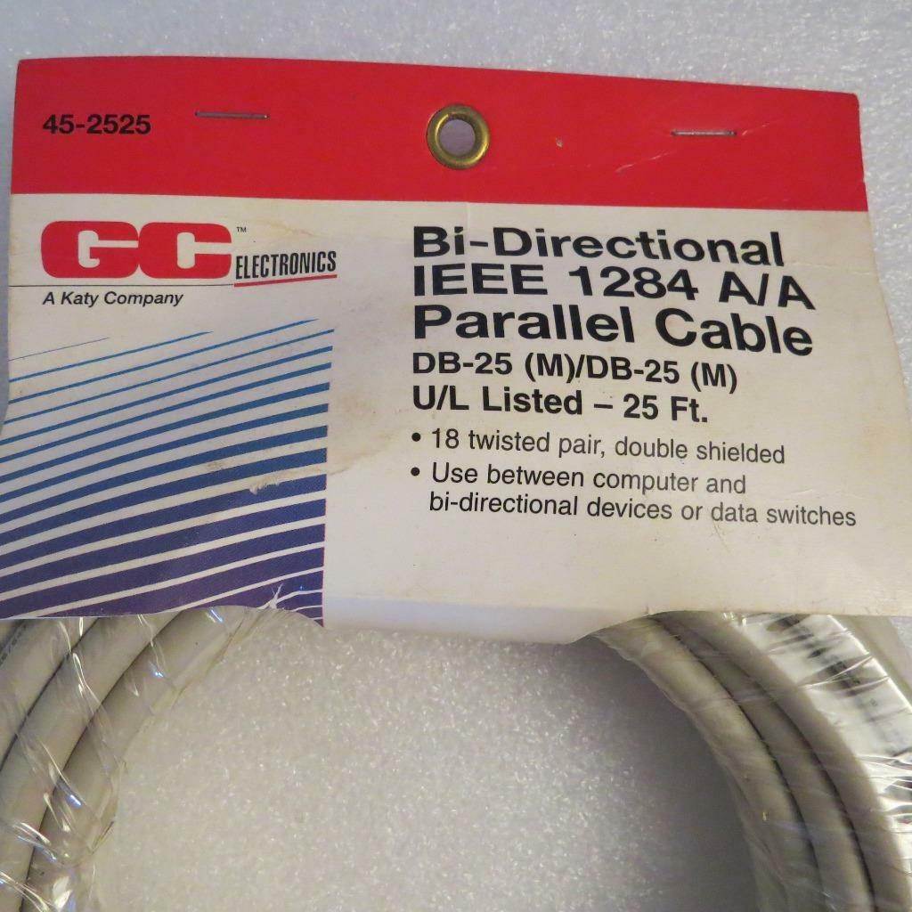 GCE 45-2525 25ft  Bi-Directional IEEE1284 A/A Parallel Cable DB25(M) to DB25(M)