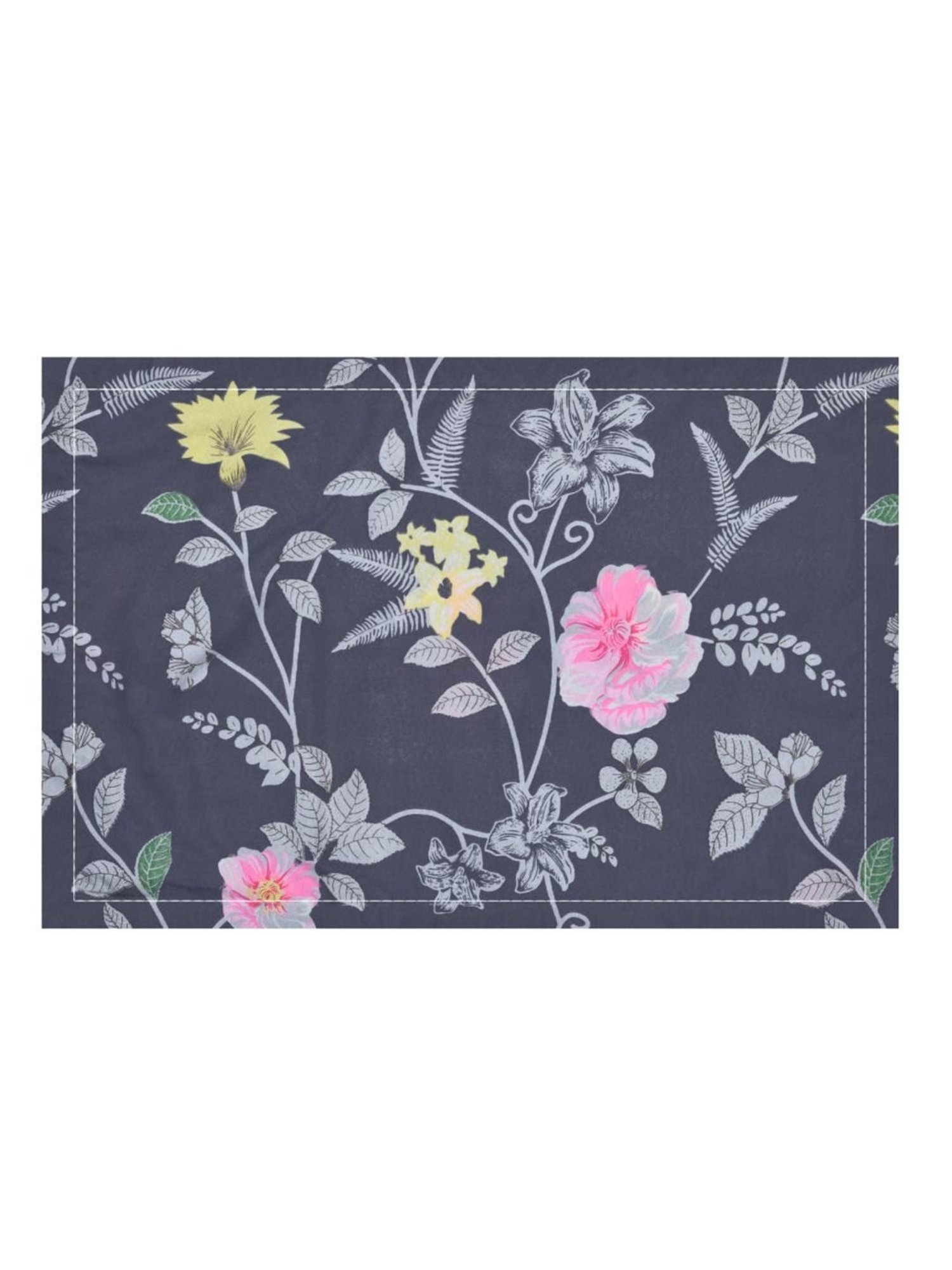 @home Utopia Foliage Floral Grey 110 GSM Cotton Blend Double Bed Sheet with 2 Pillow Covers