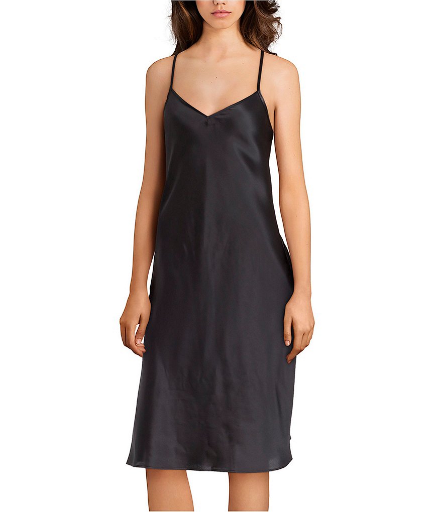 Cabernet Solid Satin V-Neck Chemise