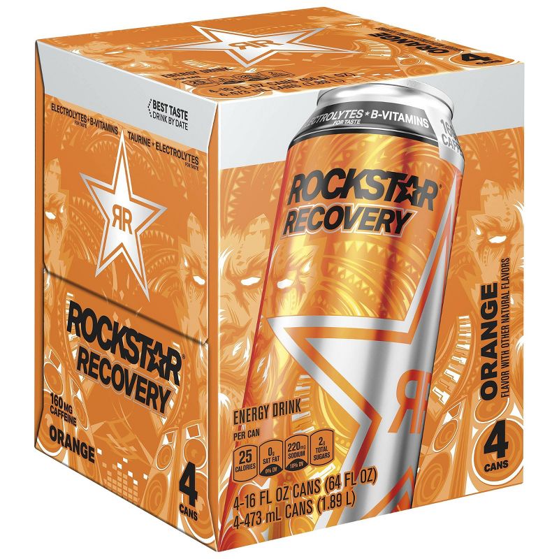 Rockstar Recovery Orange Energy Drink - 4pk/16 fl oz Cans