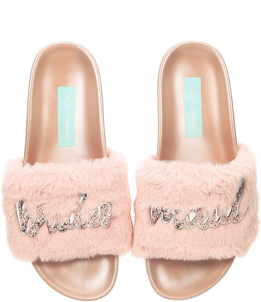Blue by Betsey Johnson Lori Bridesmaid Faux-Fur Slides