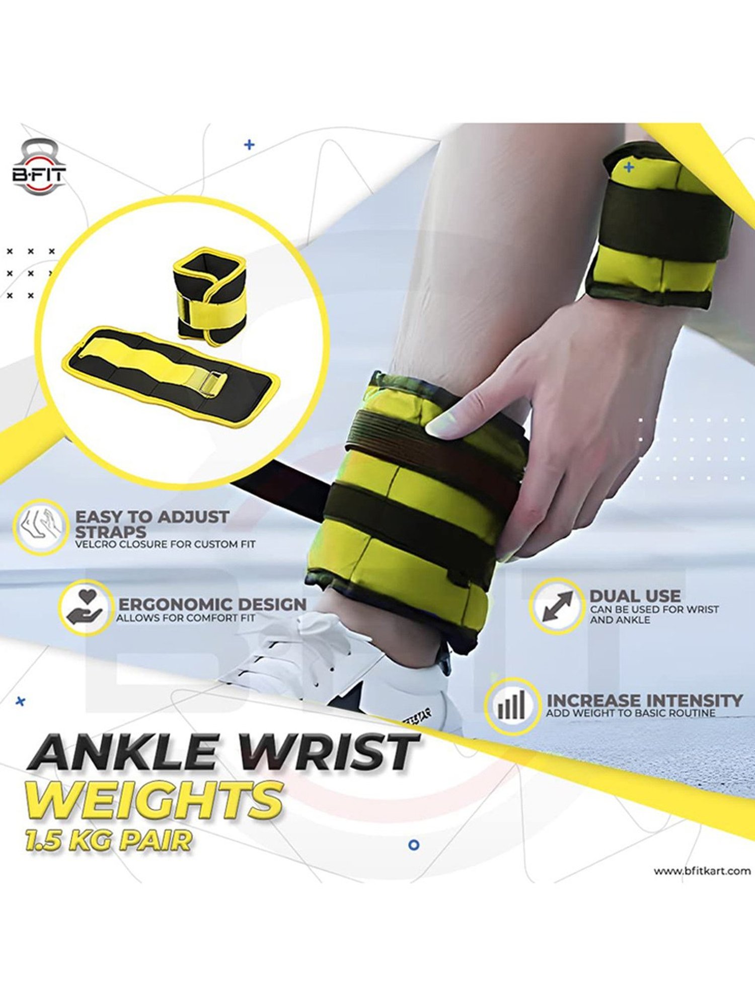 B Fit Fully Adjustable Ankle/Wrist Weight (Black)
