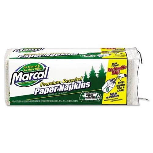 Marcal Small Steps 6506-PK Lunch Napkins, One-Ply, 12-1/2 x 11-2/5, White, 400/Pack