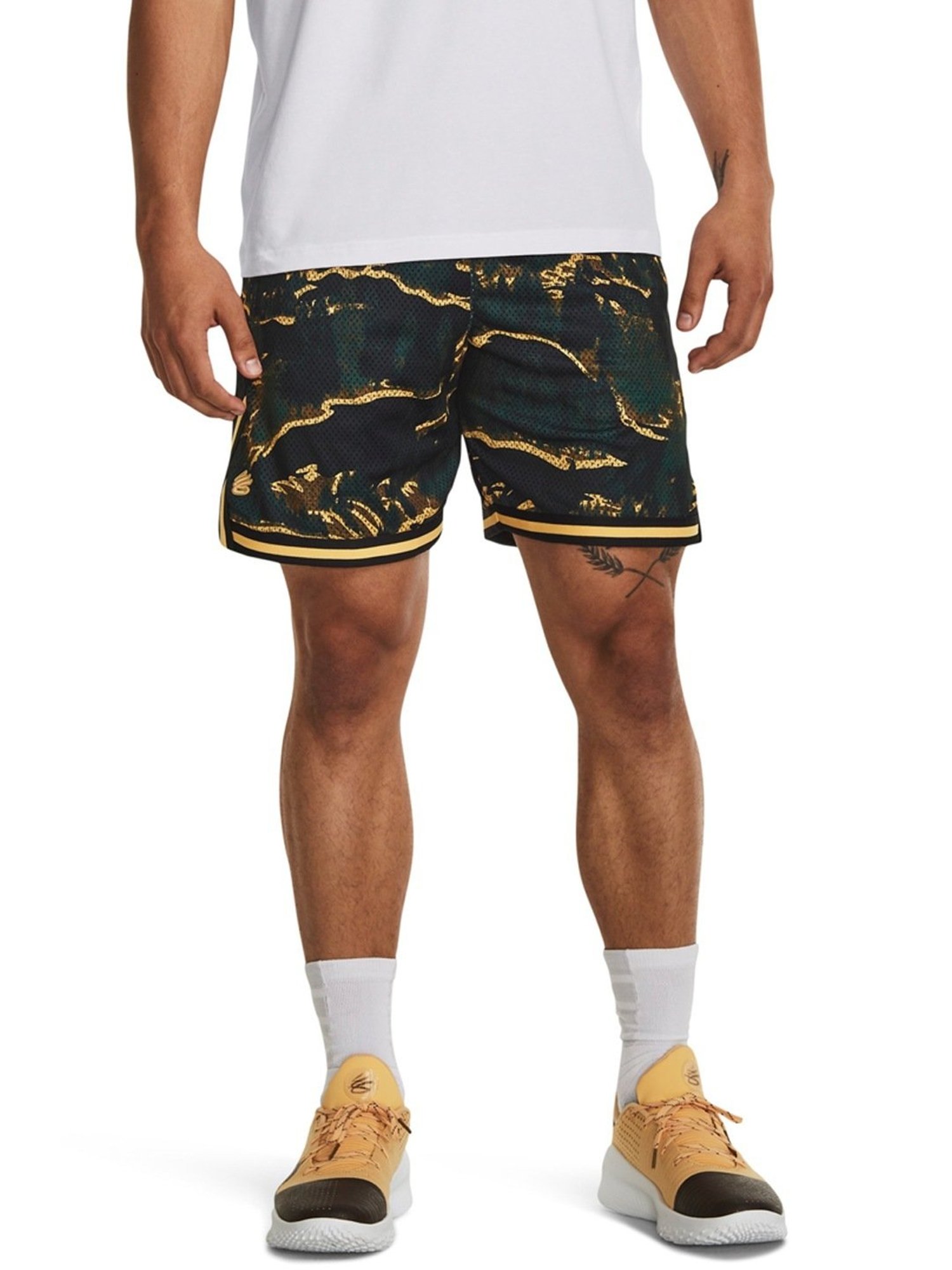 Under Armour Black Loose Fit Printed Sports Shorts