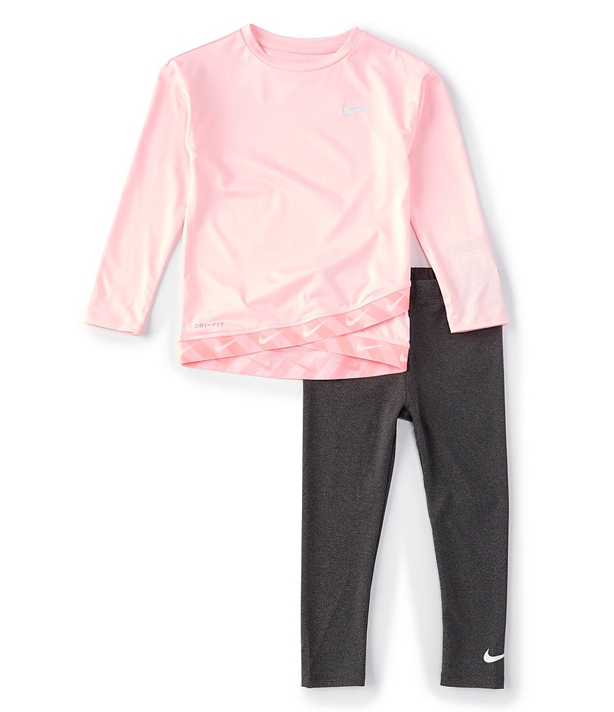 Nike Little Girls 2T-6X Long-Sleeve DRI-FIT BFF Shimmer Tunic & Leggings Set