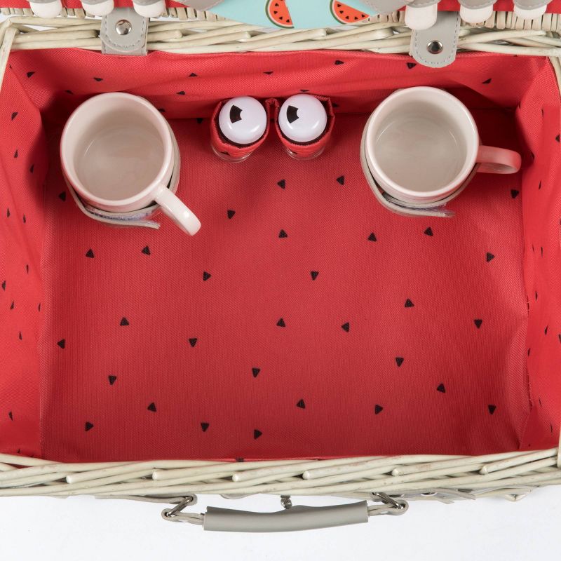 Northlight 15.5" Hand Woven Willow 2-Person Picnic Basket and Accessory Set - Brown