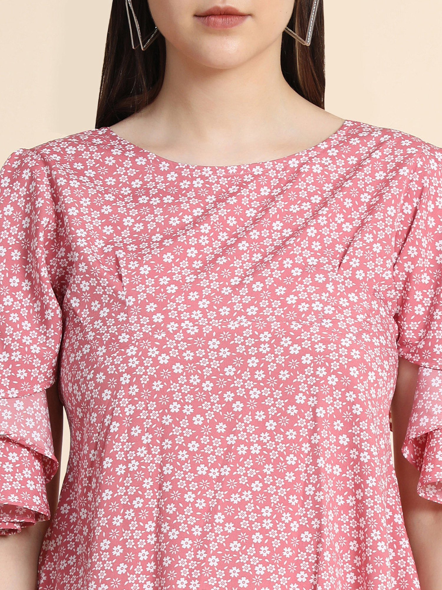 KERI PERRY Pink Floral Print Top