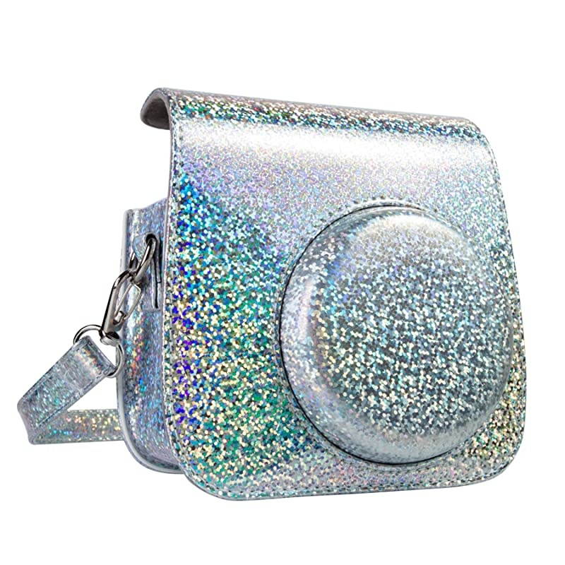 Instant Mini 11 Protective & Portable Case, Designed for Mini 11 Instant Camera Also Compatible with Mini 9, Mini 8 Instant Camera, with Adjustable Shoulder Strap. (Daisy Gypsophila)