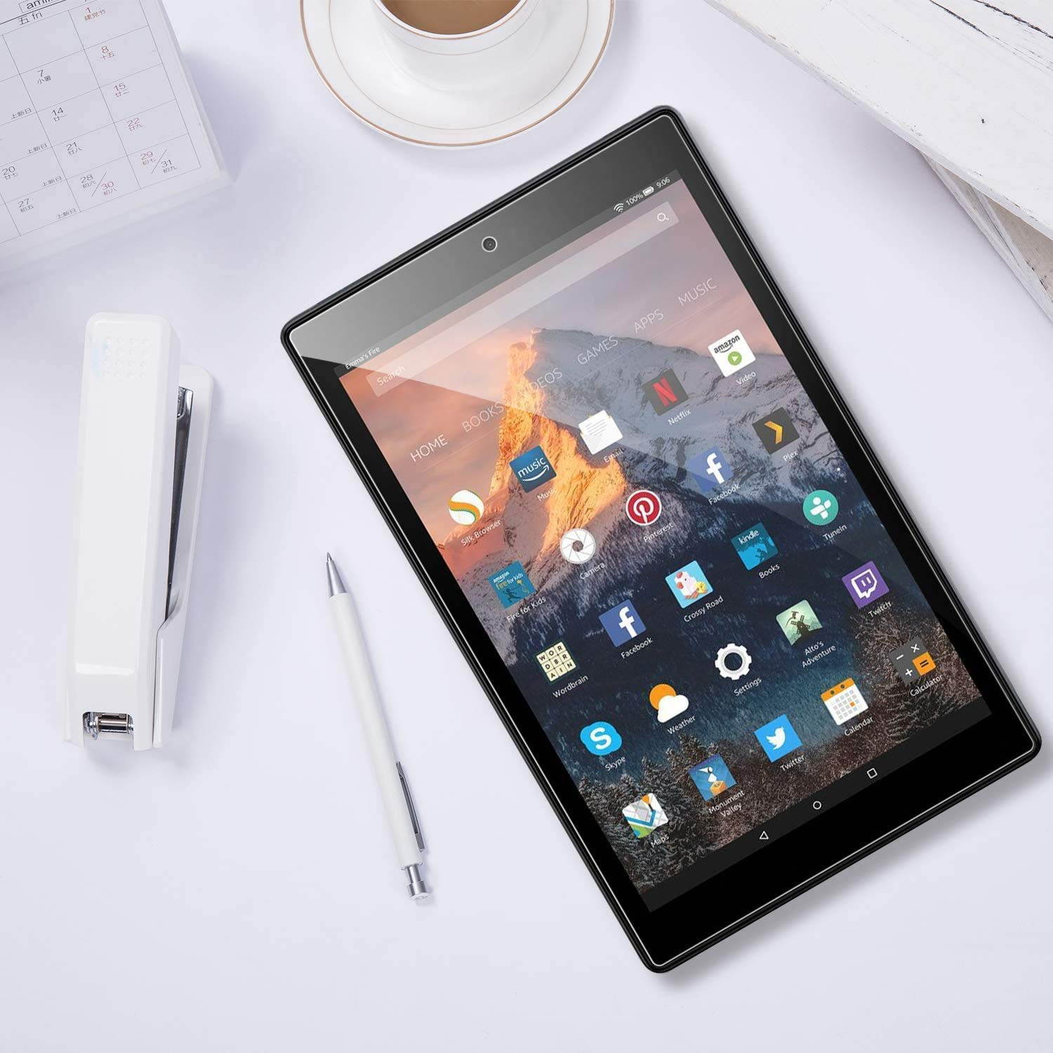 [3 PACK] Fire HD 10 Screen Protector, SPARIN Tempered Glass Screen Protector for All-New Fire HD 10 and Fire HD 10 Kids Edition (9th and 7th Generation, 2019 and 2017 Release)