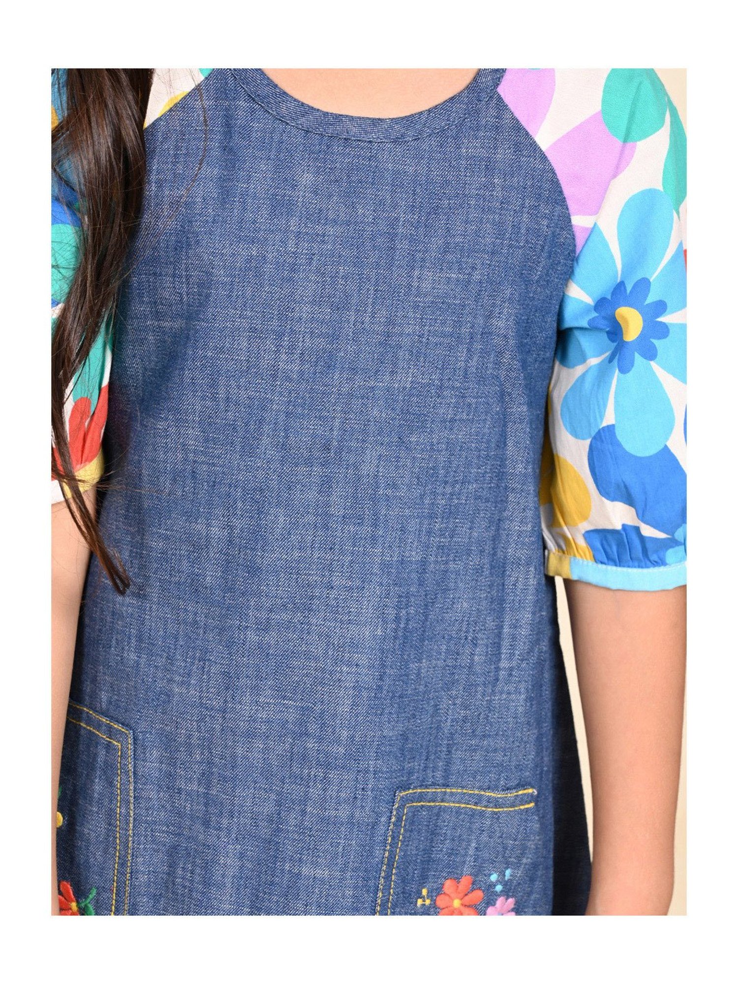 LilPicks Kids Blue Printed A Line Dress