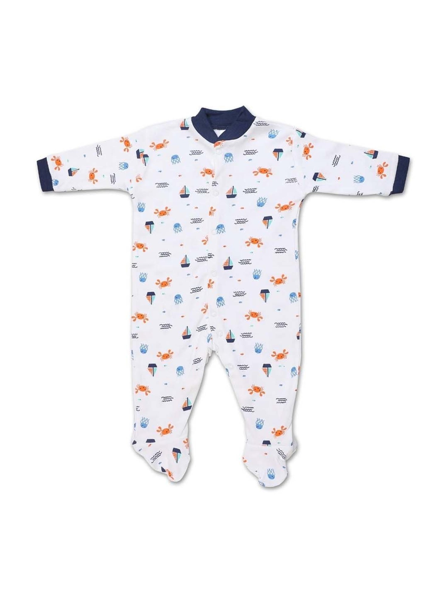 poplins Kids Multicolor Cotton Printed Full Sleeves Rompers (Pack of 3)