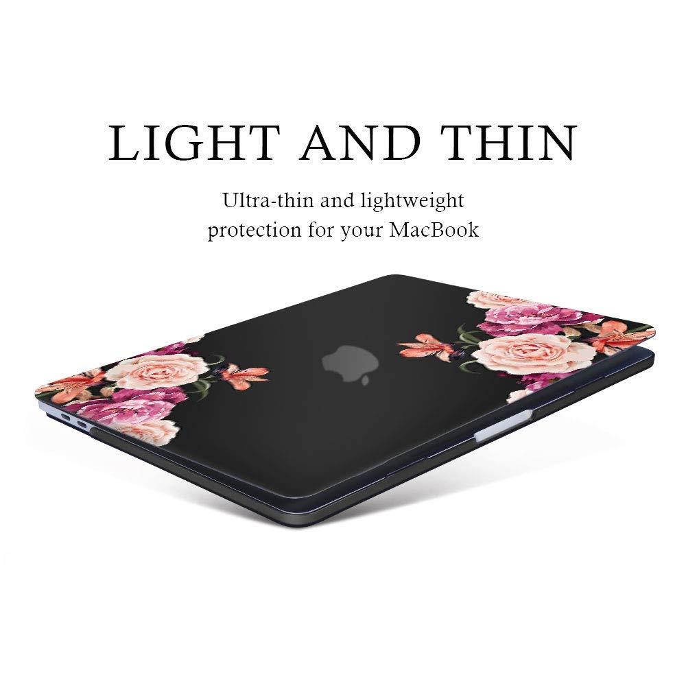 MacBook New Pro 15 Inch Case with Touch Bar 2017&2016 Release Model A1707 Rubberized Hard Shell Case Cover+Keyboard Cover for MacBook Pro 15 with Touch Bar & Touch ID, Peony Flower