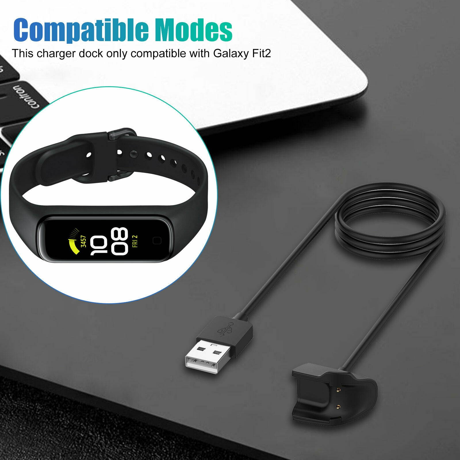 For  Galaxy Fit 2 Smart Watch Wireless Charger Dock USB Charging Cable