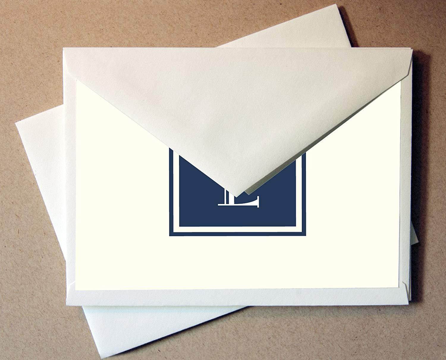 Monogram Stationery Note Cards - Monogram Thank You Cards (E)