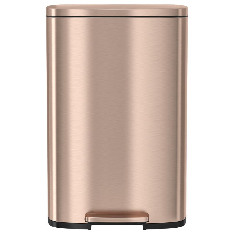iTouchless SoftStep Step Pedal Kitchen Trash Can with AbsorbX Odor Filter and Removable Inner Bucket 13.2 Gallon Rose Gold Stainless Steel