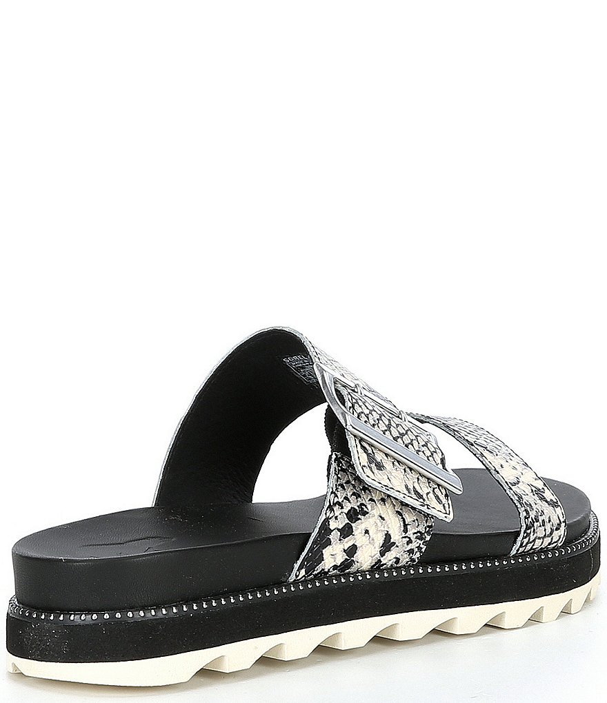 Sorel Roaming Snake Print Buckle Slides