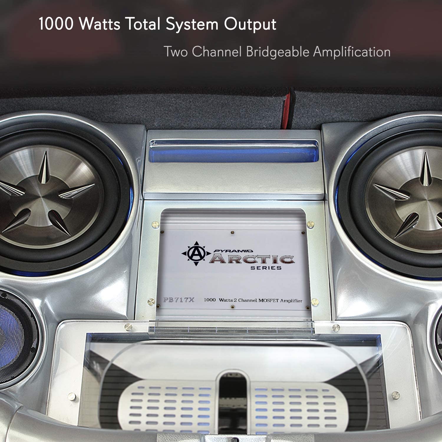 Pyramid Car Audio PB717X Arctic Series 2-Channel Bridgeable Class AB Amp (1,000 Watts)