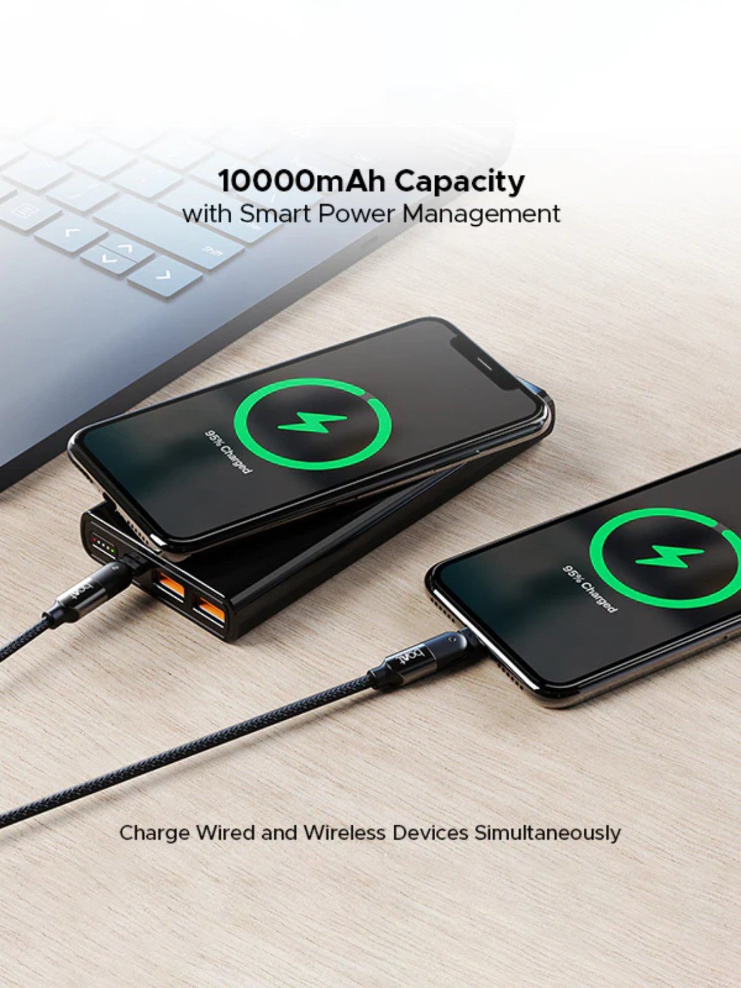 Boat EnergyShroom PB310 10000mAh Wireless Pro Powerbank with 15W Wireless Charging (Black)