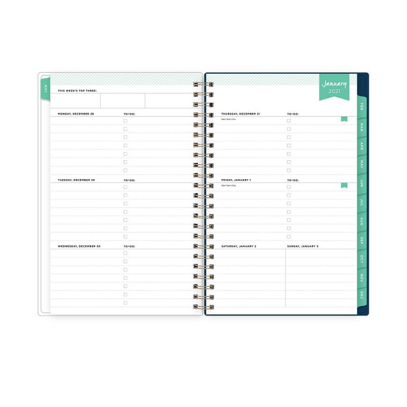 2021 Planner 5" x 8" Clear Pocket Cover Weekly/Monthly Wirebound Navy Stripe - Day Designer