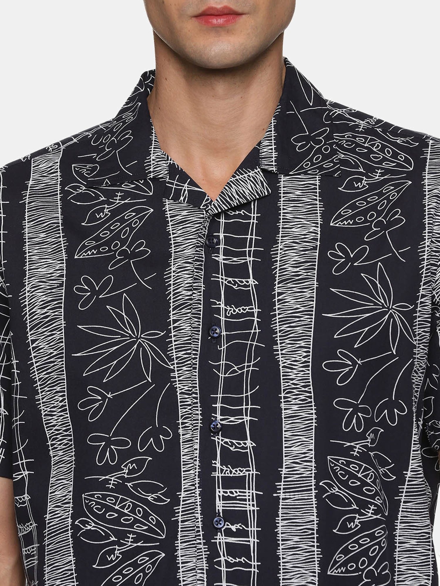 Don Vino Black Regular Fit Printed Shirt