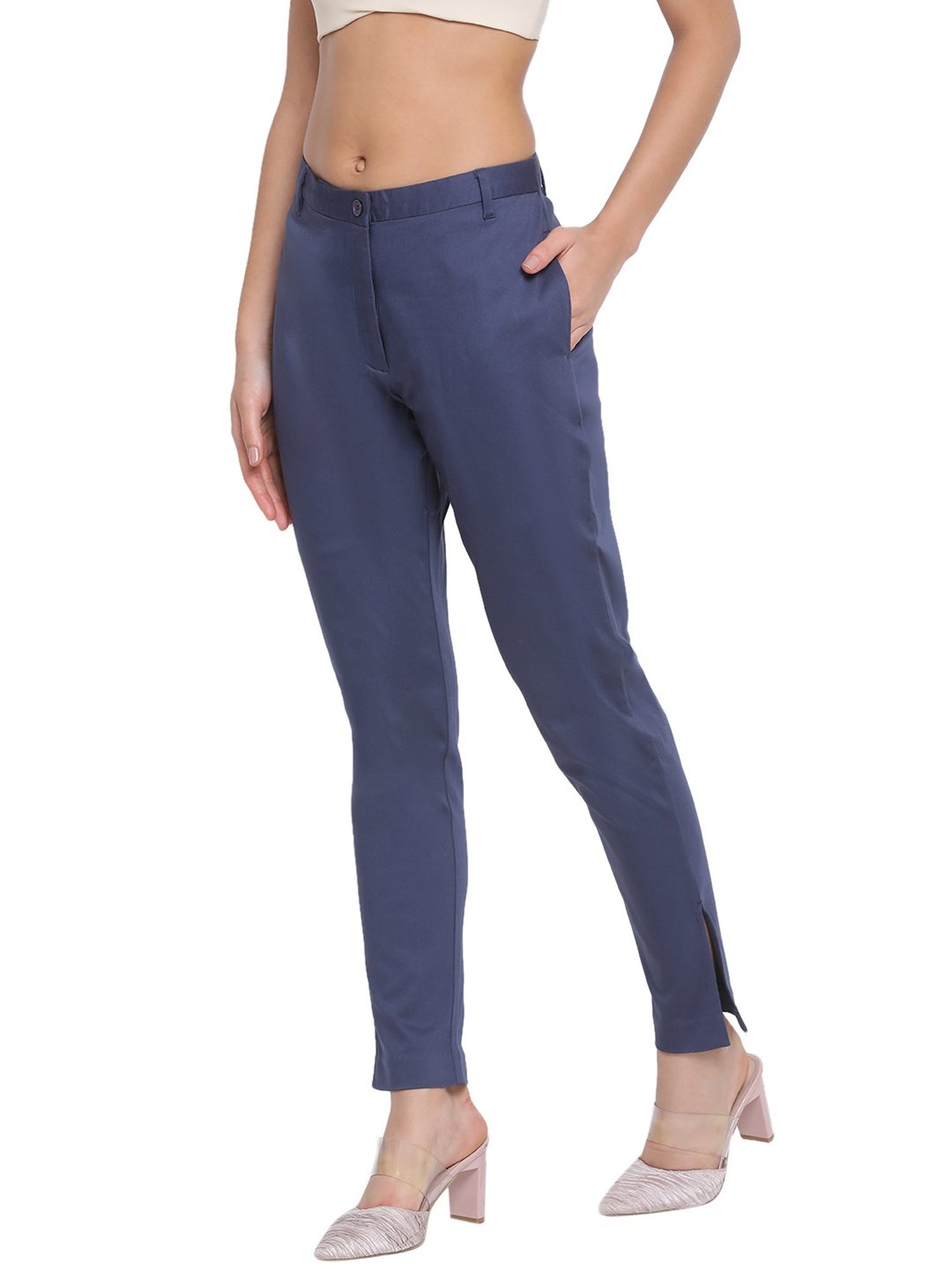 Rooted Blue Cotton Trousers