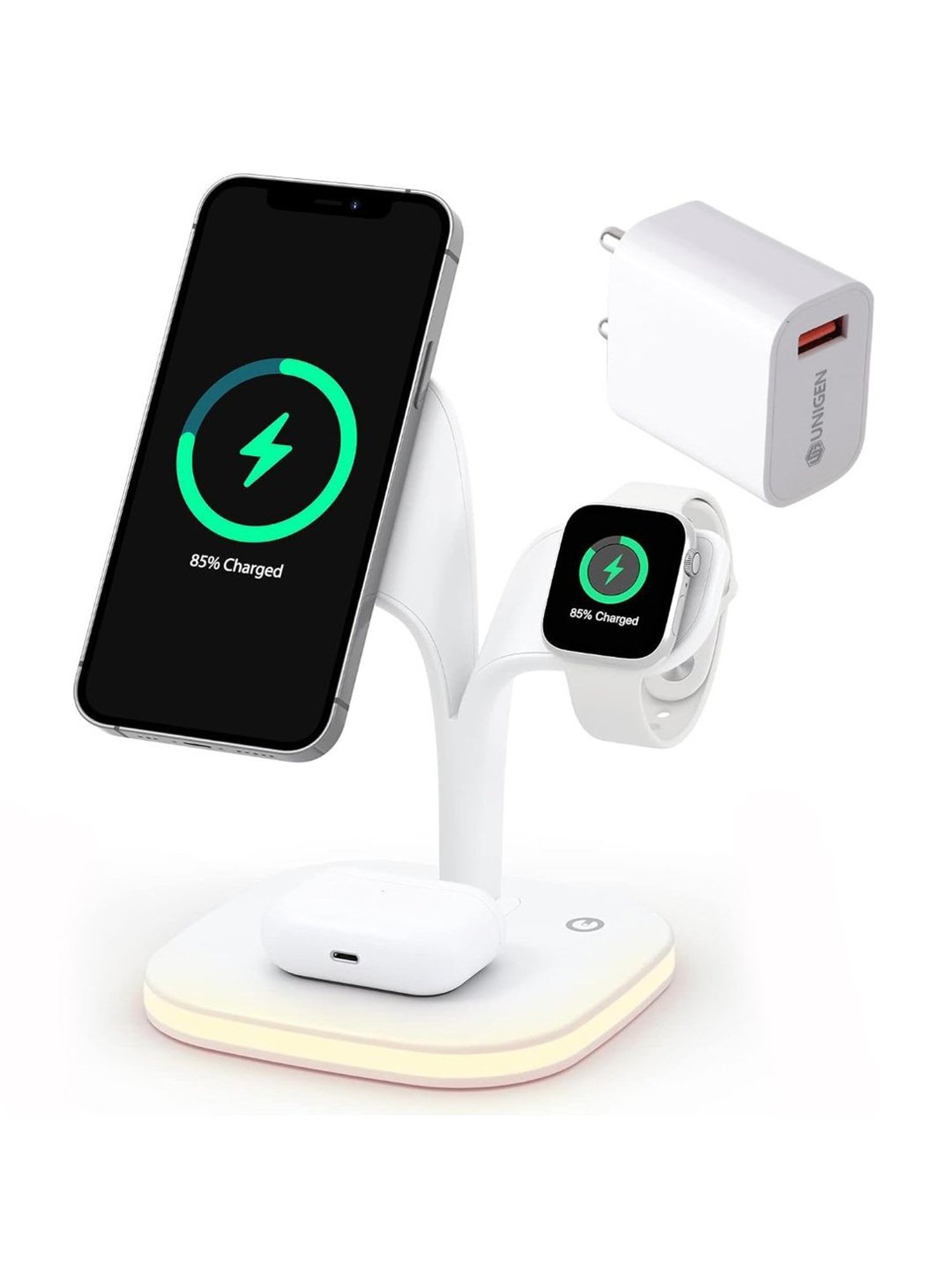 UNIGEN MAGTEC 500 23W 5 in 1 Mag-Safe Charging Station with QC 18W Adapter (White)