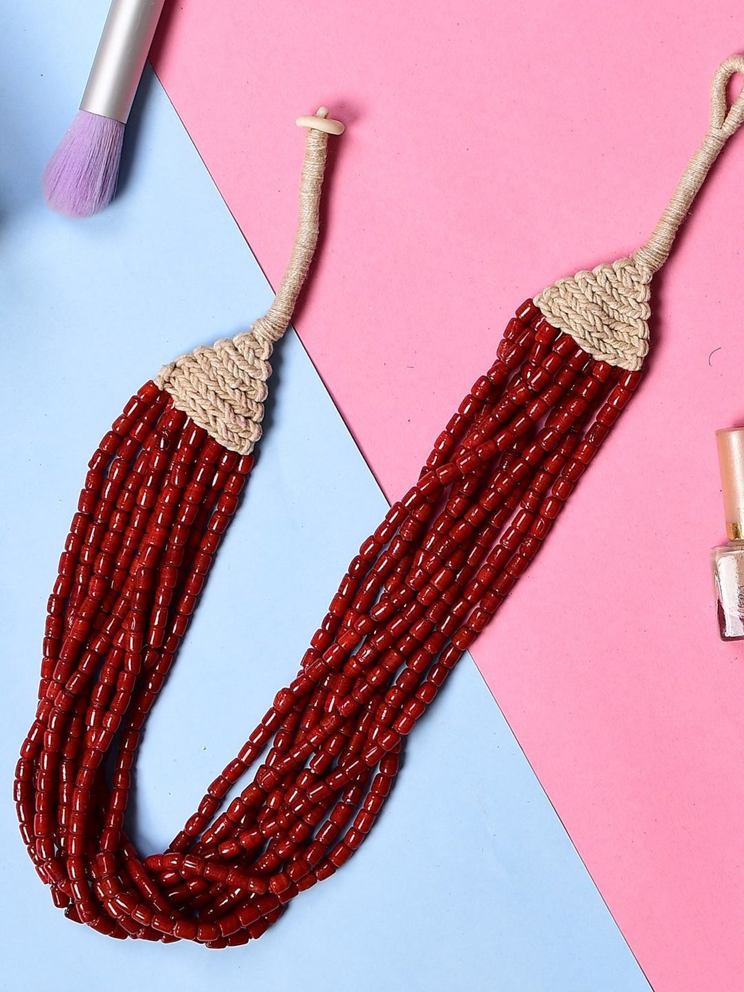 Imli Street Red Vintage Beaded Tribal Necklace