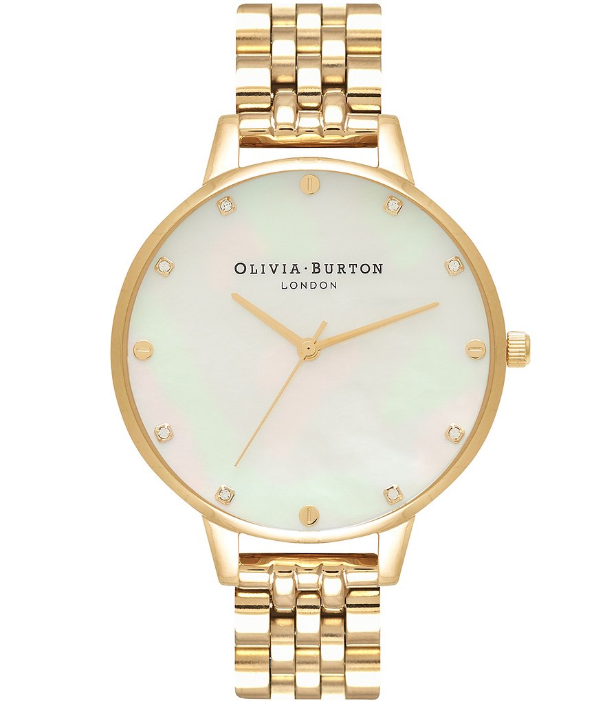 Olivia Burton Big Dial White Mop Gold Bracelet Watch