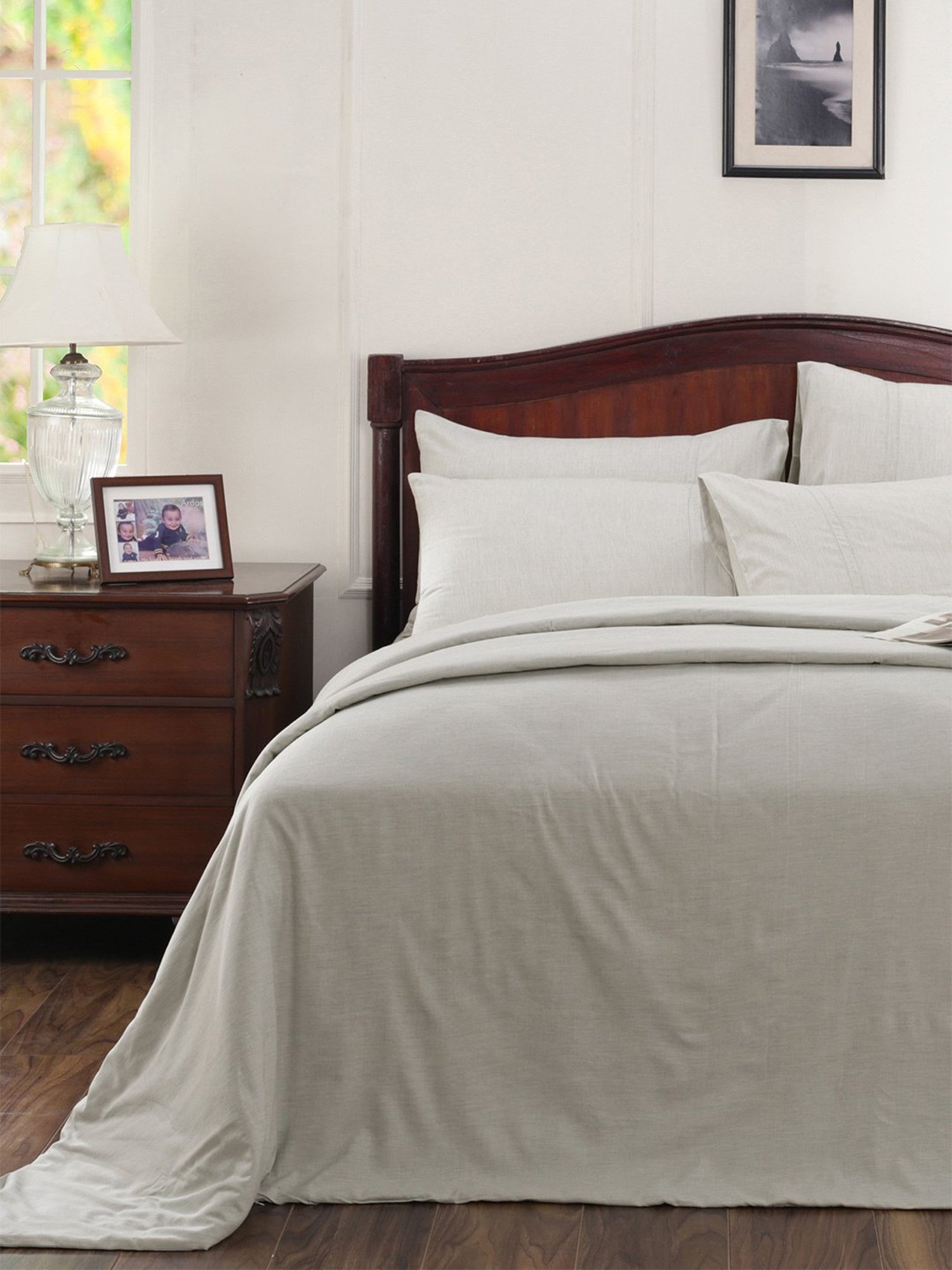 Maspar Cotsmere Emmie Solid Grey 300 TC Cotton Duvet Cover with 2 Pillow Case