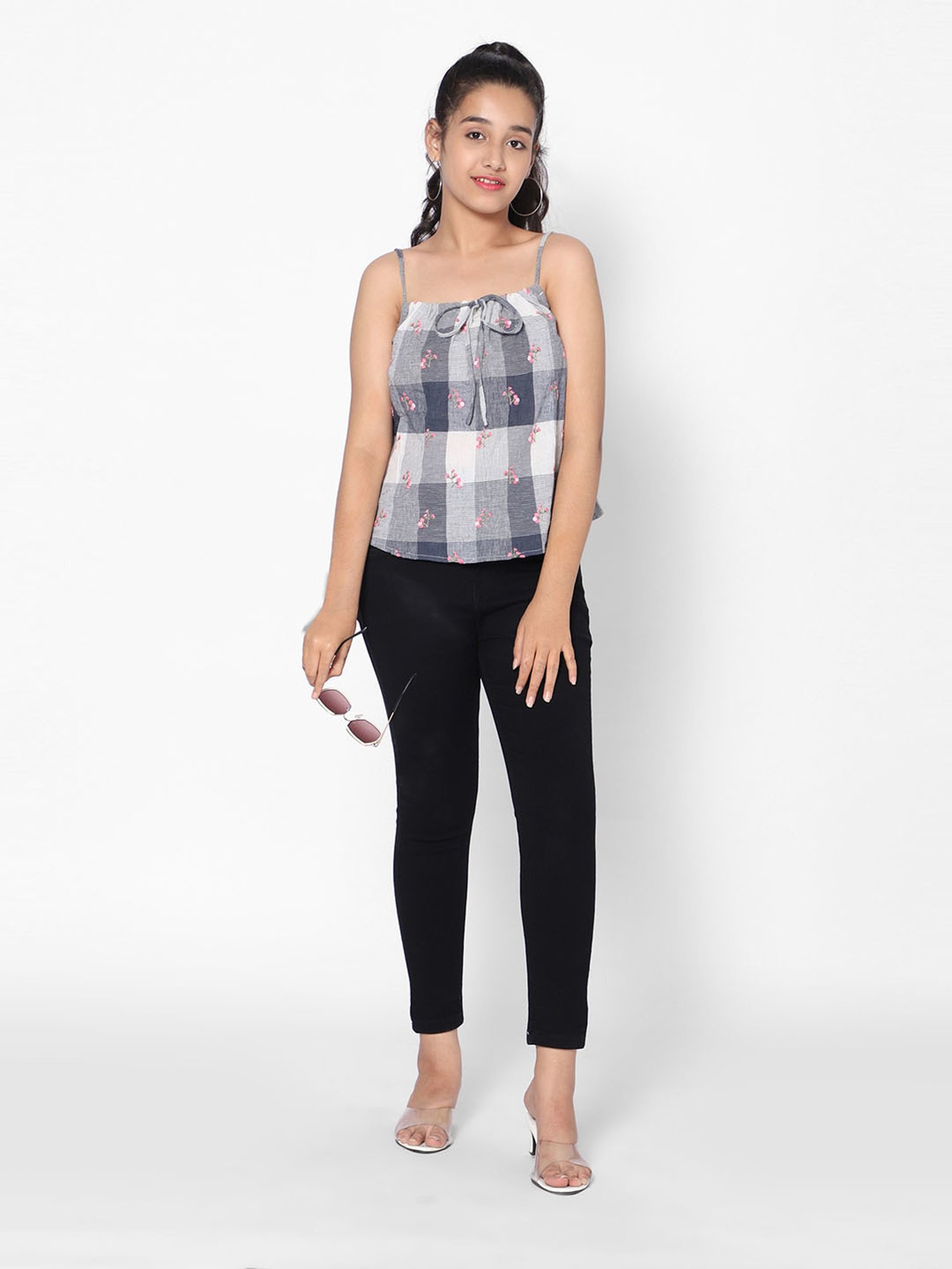 TeenTrums Girls Multicolor Embroidered Top