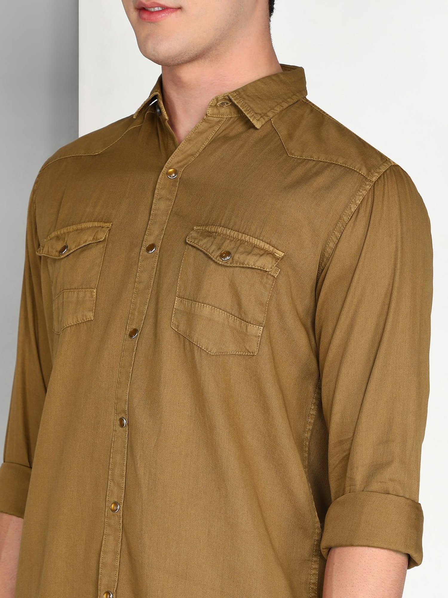 Kuons Avenue Brown Slim Fit Shirt