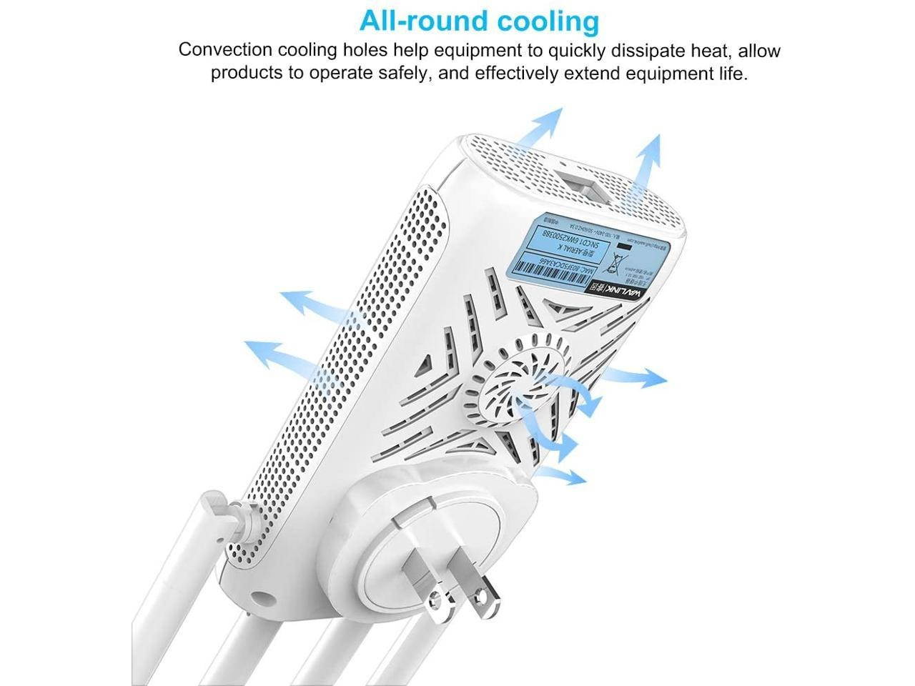 WiFi Extender, 1200Mbps WiFi Range Extender 2.4GHz and 5.8GHz Dual Band WiFi Booster and Signal Amplifier with 4 External Antennas,Wall Plug Design for Convenient Placement