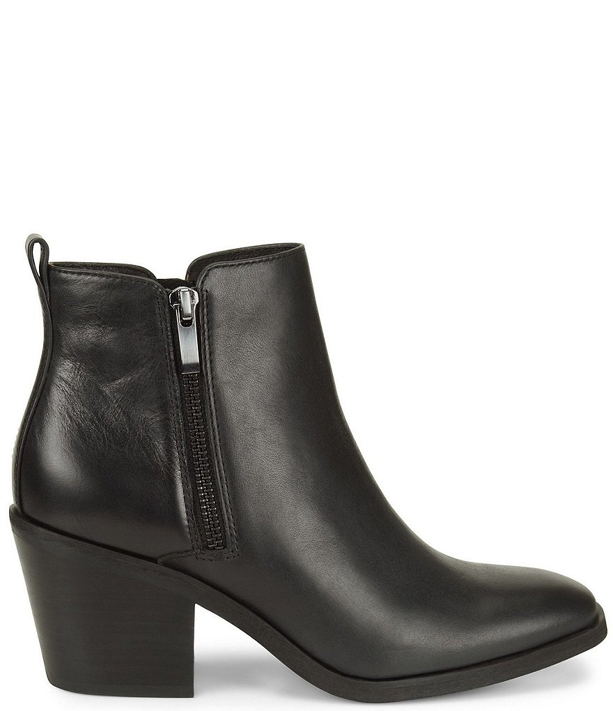 Sofft Canelli Leather Double Zipper Block Heel Booties