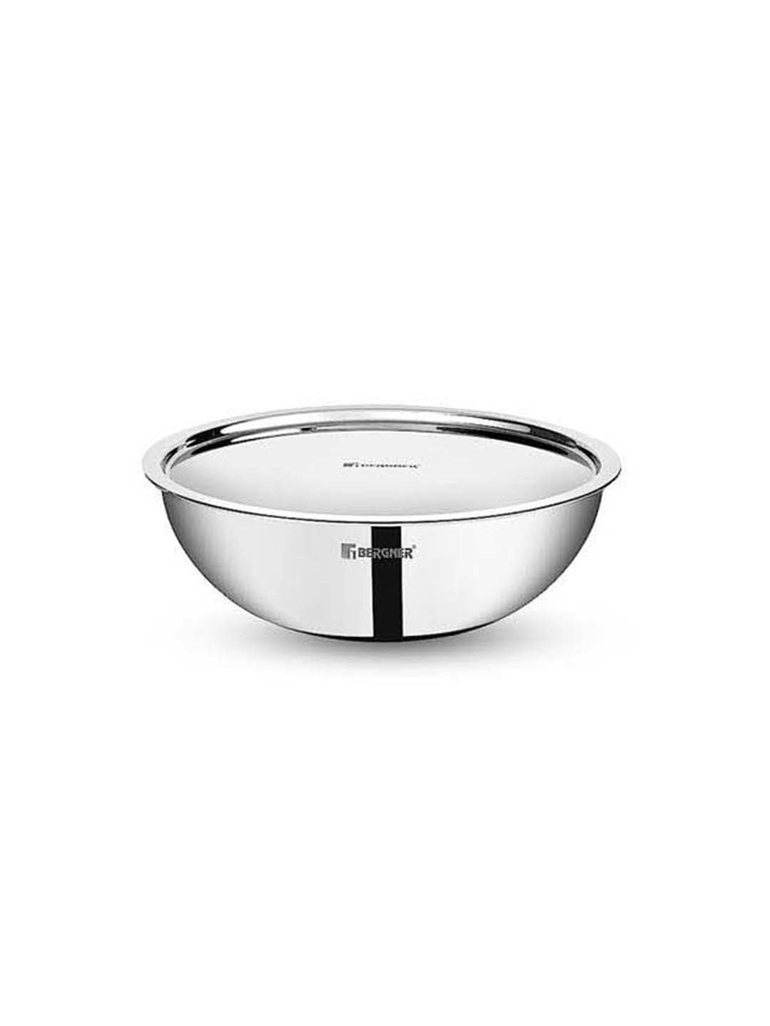Bergner Tripro Silver Stainless Steel 28 cm Induction Friendly Triply Serve Wok With Lid (4.1 L)