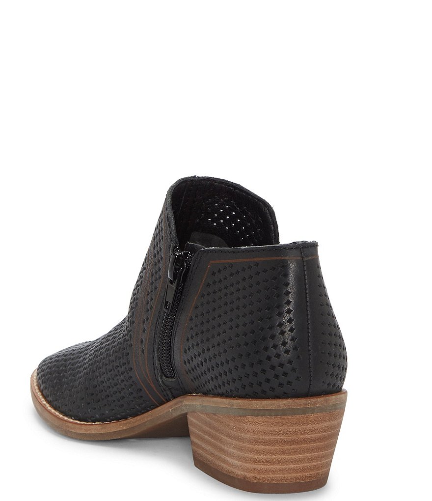 Lucky Brand Feyan Perforated Leather Block Heel Booties
