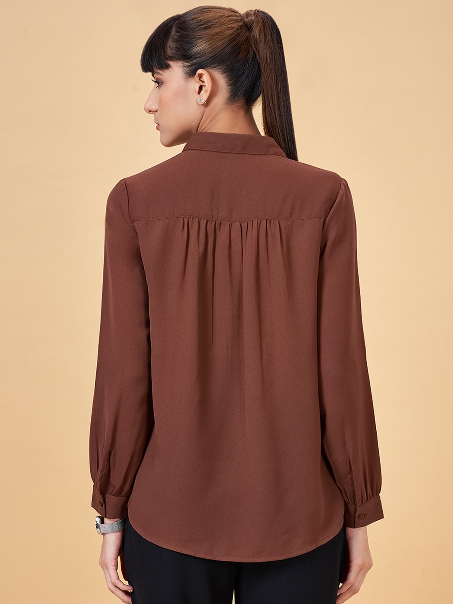 Annabelle by Pantaloons Brown Regular Fit Formal Shirt