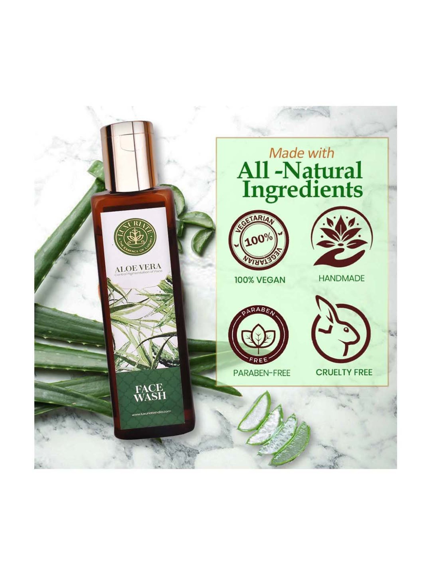 Luxuriate Natural Herbal Aloe Vera Face Wash Gel Cleanser - 100 ml