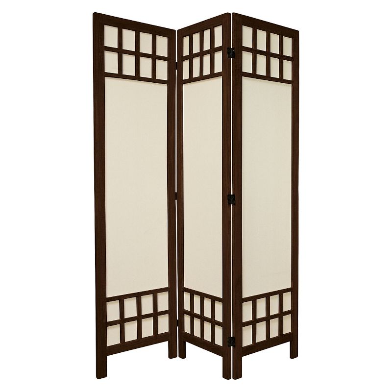 5 1/2 ft. Tall Window Pane Fabric Room Divider - Burnt Brown (3 Panels)