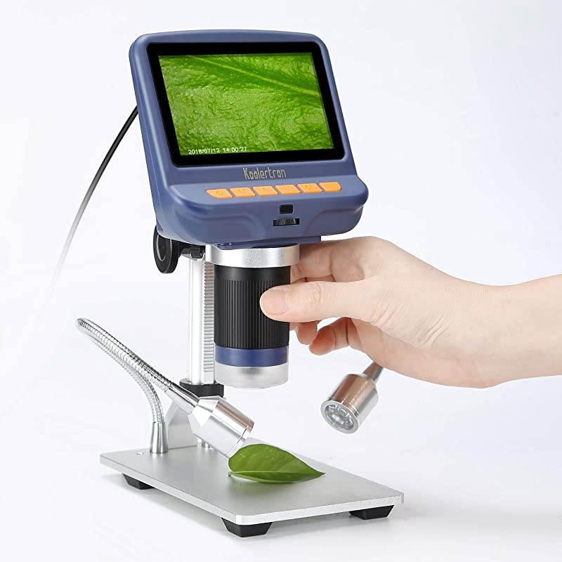 43 inch 1080P LCD Digital USB Microscope with 10X220X Magnification Zoom8 LED Adjustable LightCamera Video Recorder for Phone Repair Soldering Tool Jewelry Appraisal Biologic Use