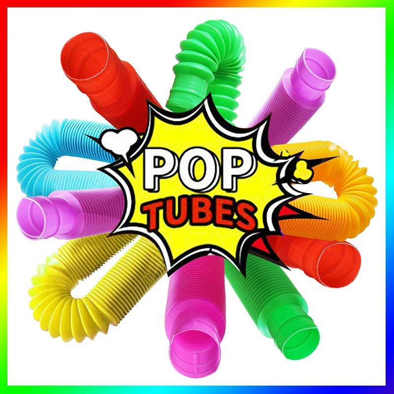 6 Pack Pull  Pop Tube Fidget Toy Sensory Tools Stress Relief Pipe for Kids Gift