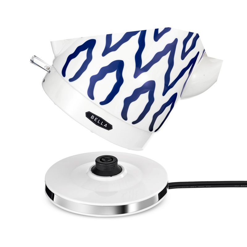 Bella 14744 Stylish 1.5 Liter 1350 Watt Long Neck Spout Ceramic Cordless Electric Kettle with 360 Degree Swivel Base, Blue Aztec