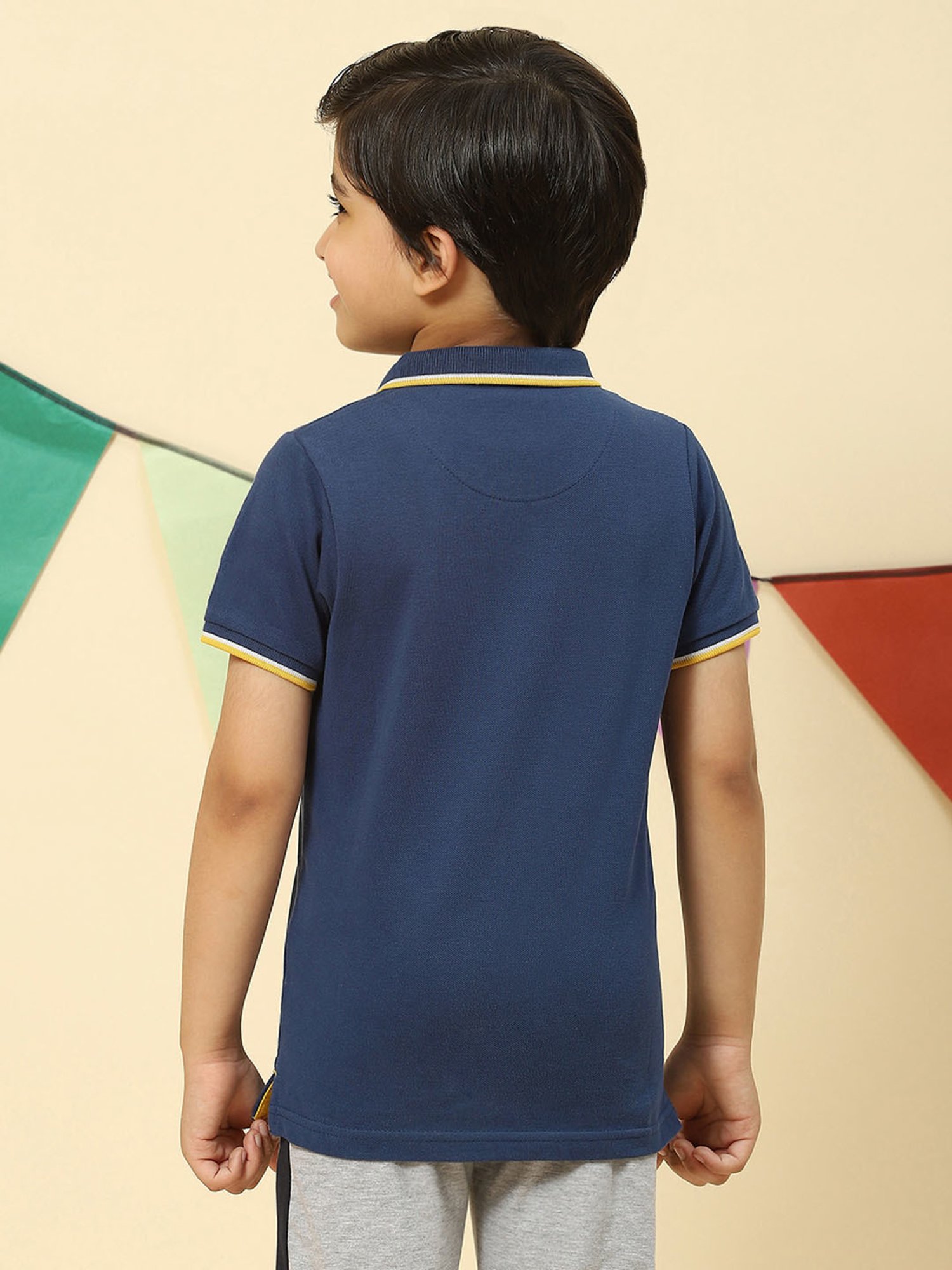 Monte Carlo Kids Blue Solid Polo T-Shirt