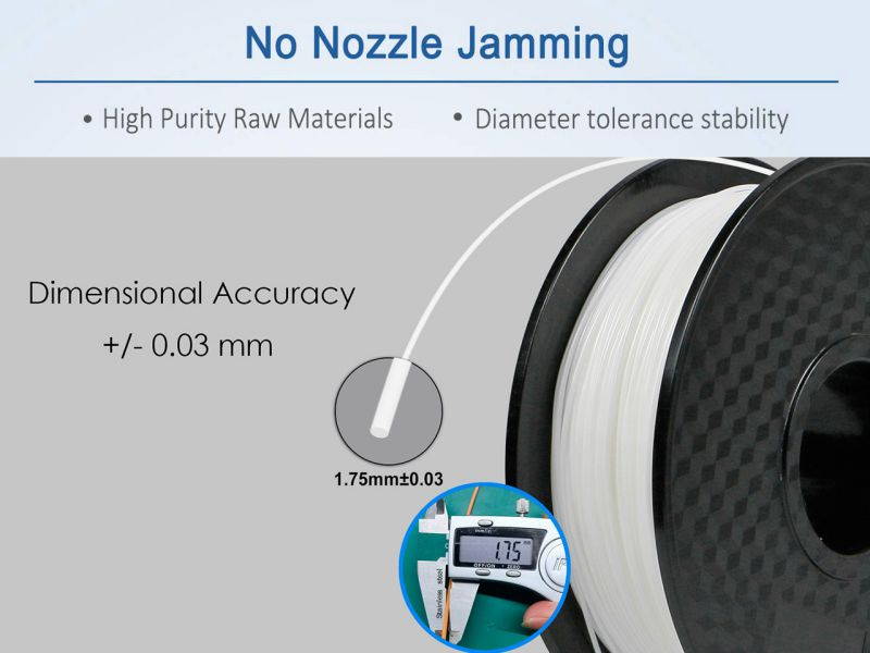 PLA 3D Printer Filament ,1.75mm with Dimensional Accuracy +/- 0.03mm,1 kg Spool,(2.2lbs),Fit Most 3D FDM Printer