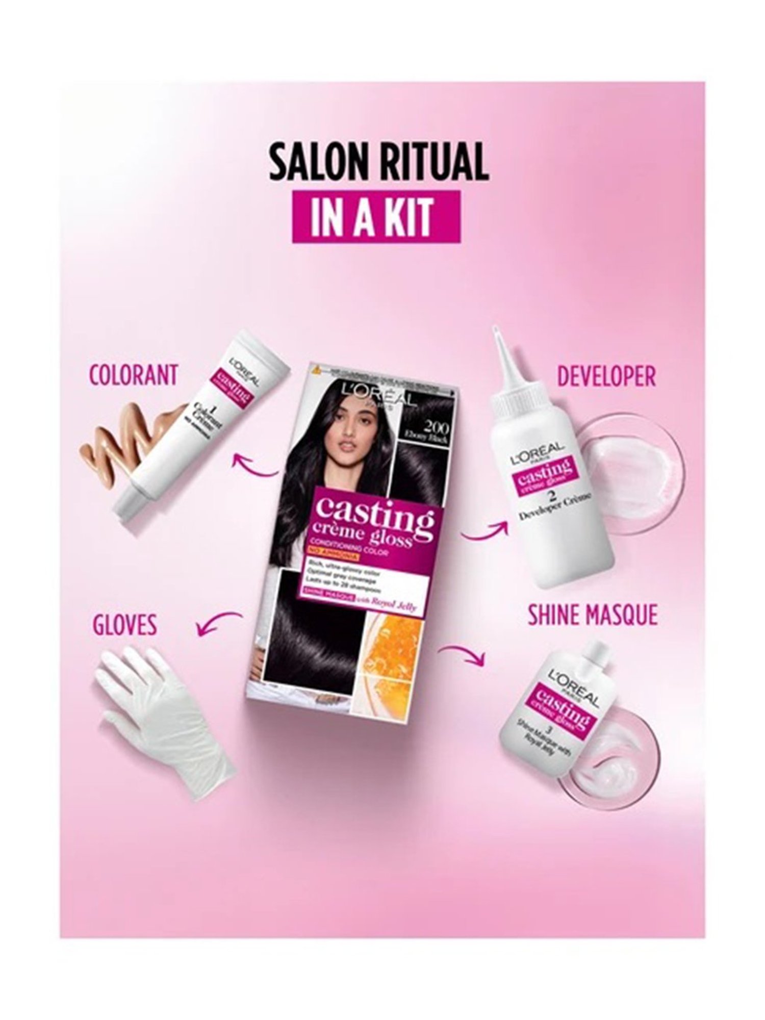 L'Oreal Pari Casting Creme Gloss Conditioning Hair Colour 400 Dark Brown - 87.5 gm + 72 ml