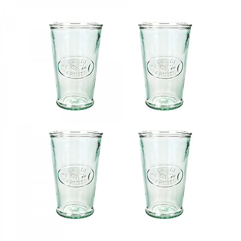 Amici Home Italian Recycled Green Juice De Fruit DOF Glass, 11oz, Set of 4