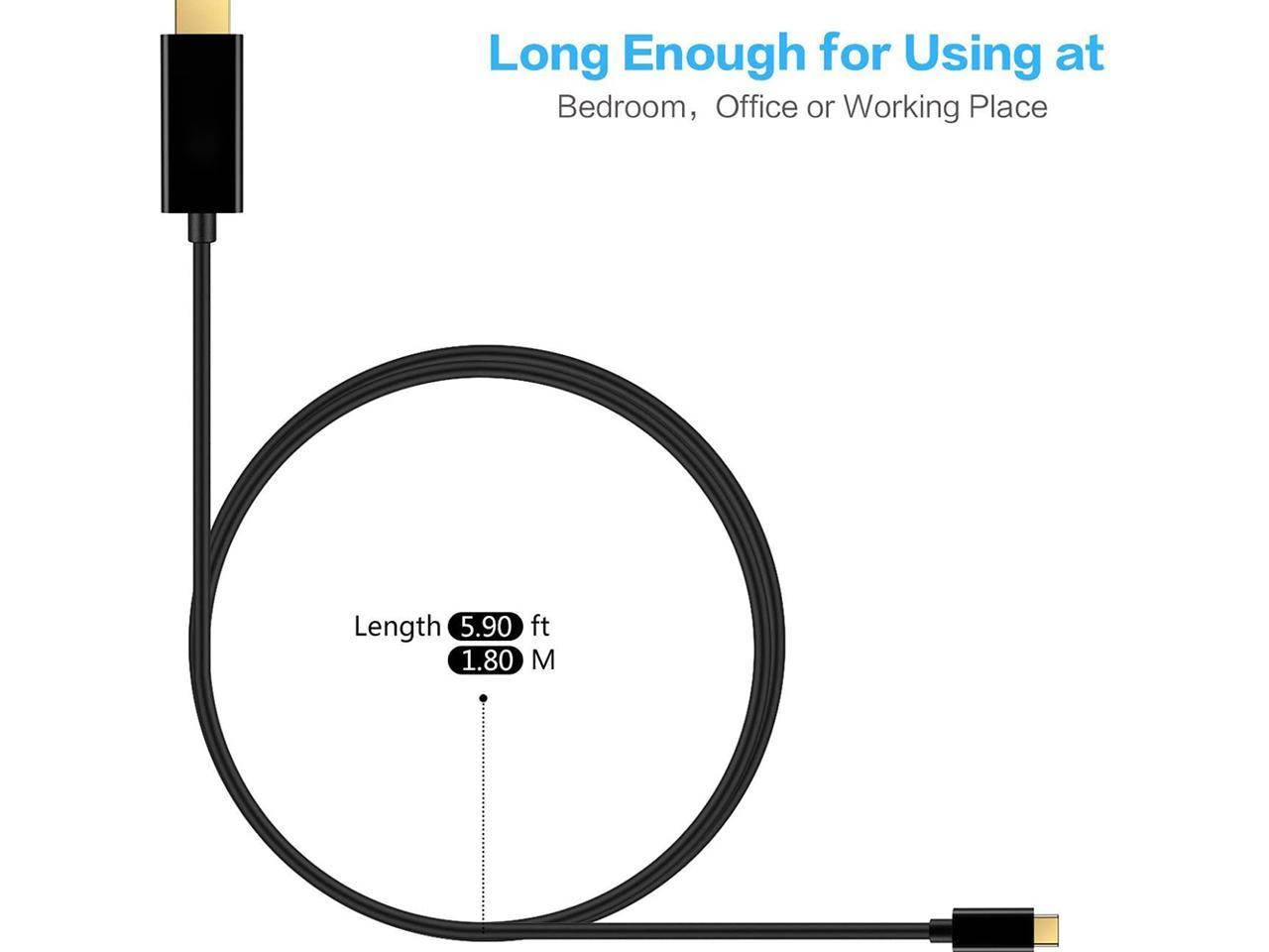 USB-C To HDMI  Adapter Display Cable Universal Compatible Type C to HDMI 6ft 4K@60Hz
