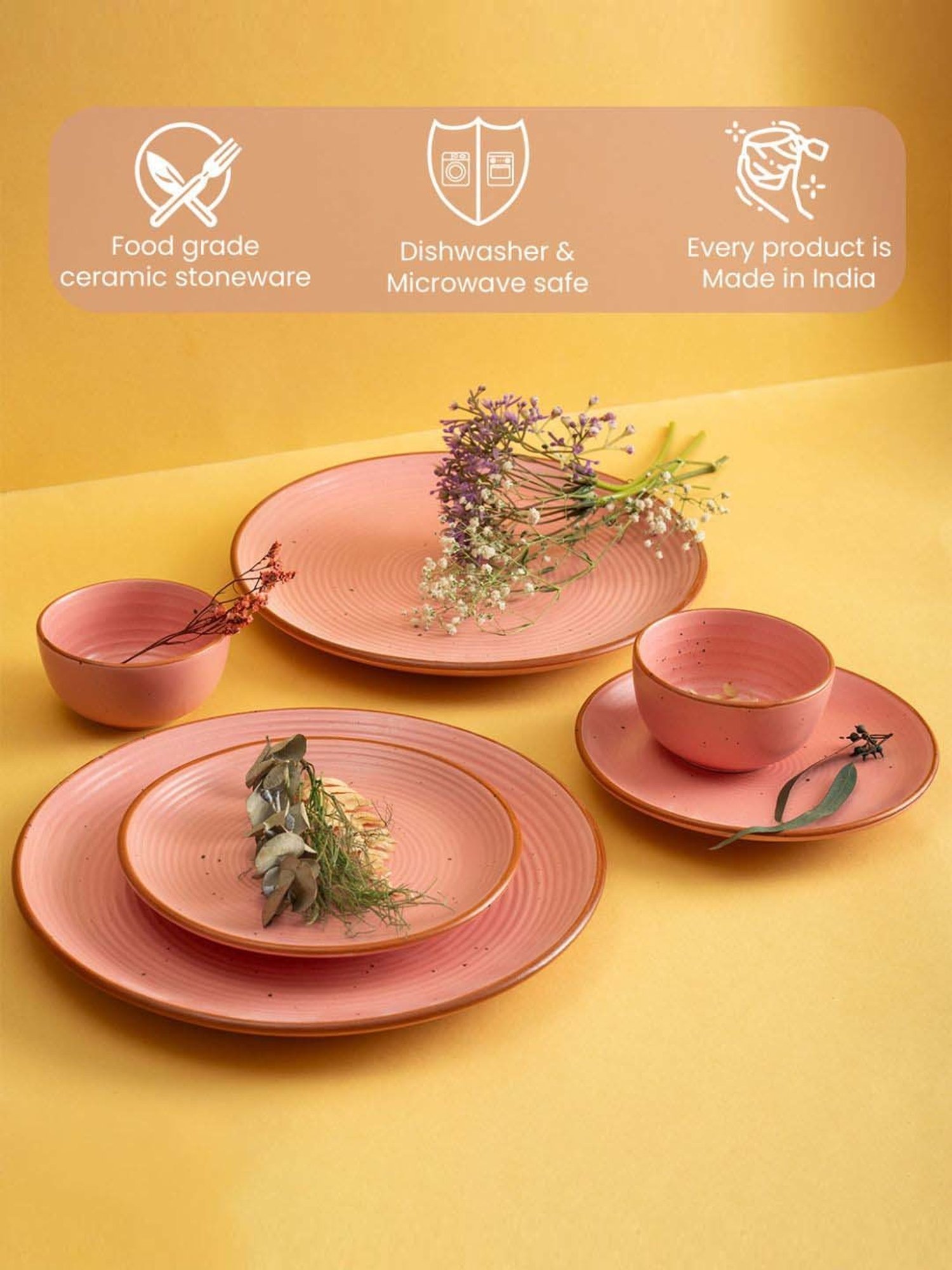 Urban Space Warm Pink Ceramic Dinner Set